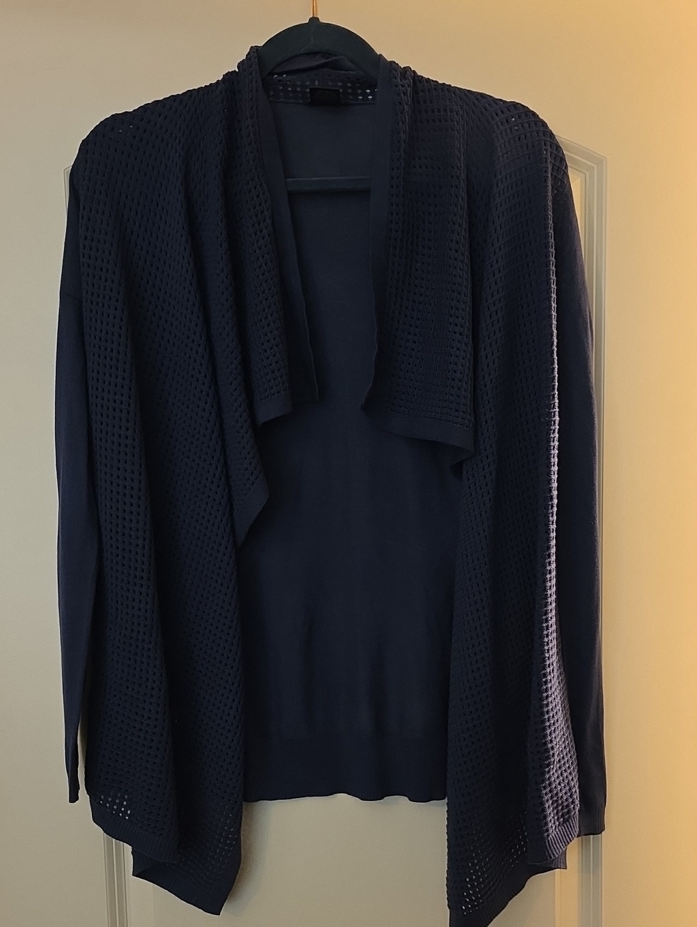 Ann Taylor Navy Open-Front Draped Cardigan